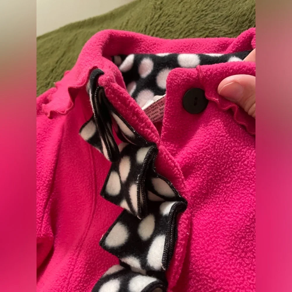 Vintage Baby Girl Fleece Ruffle and Polka Dot Jacket